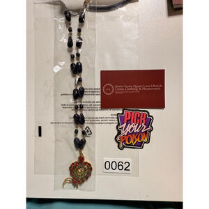 Women's Unbranded Black & Gold Beaded Heart Pendant Necklace from vendor for Fre